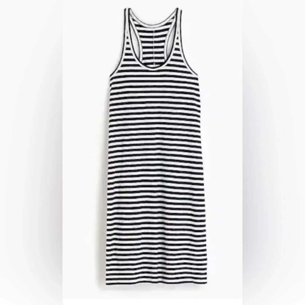 J Crew Size XS Racerback 100% cotton tank dress in navy stripe Womens NWT